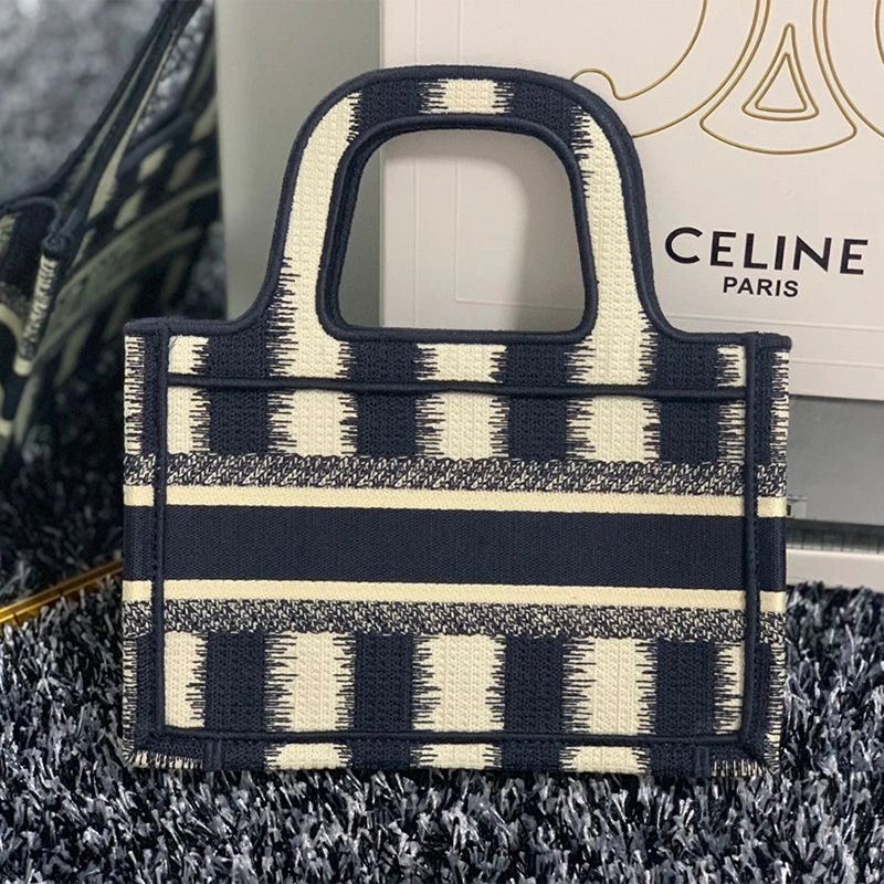 BestValue 8918 Mini Dior Book Tote D-Stripes Motif Canvas Blue - Image 3