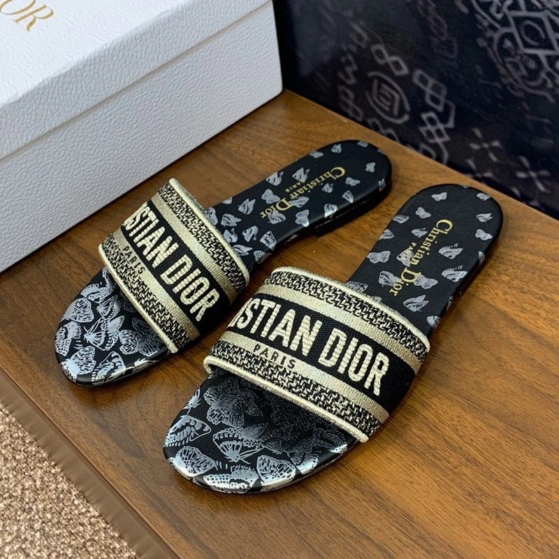 Christian Dior Dway Slides Women Gradient Butterflies Motif Canvas Black ModernLook 1137 - Image 3