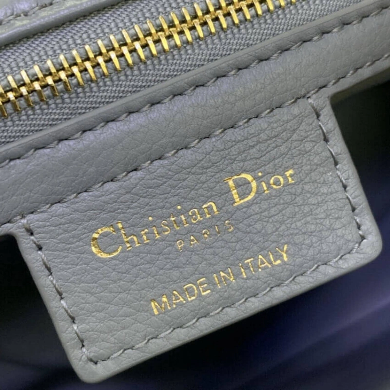 Embossed Christian Dior Medium Caro Bag Gray Supple Cannage Calfskin - Image 10