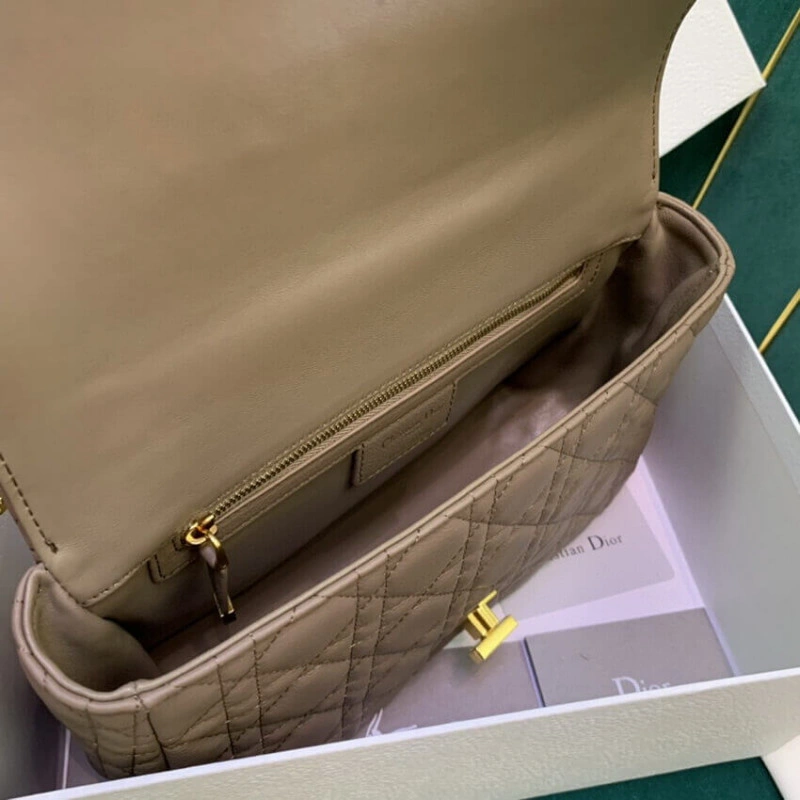 The bag m Christian Dior Medium Caro Bag Warm Taupe Supple Cannage Calfskin - Image 14