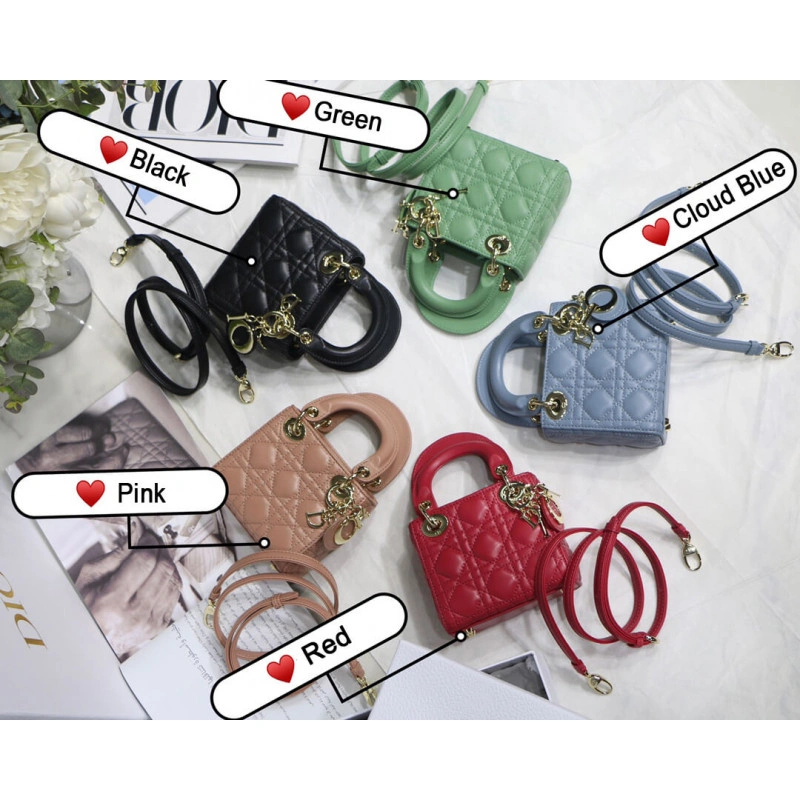 1 interio Christian Dior Micro Lady Dior Bag Cloud Blue Cannage Lambskin - Image 14