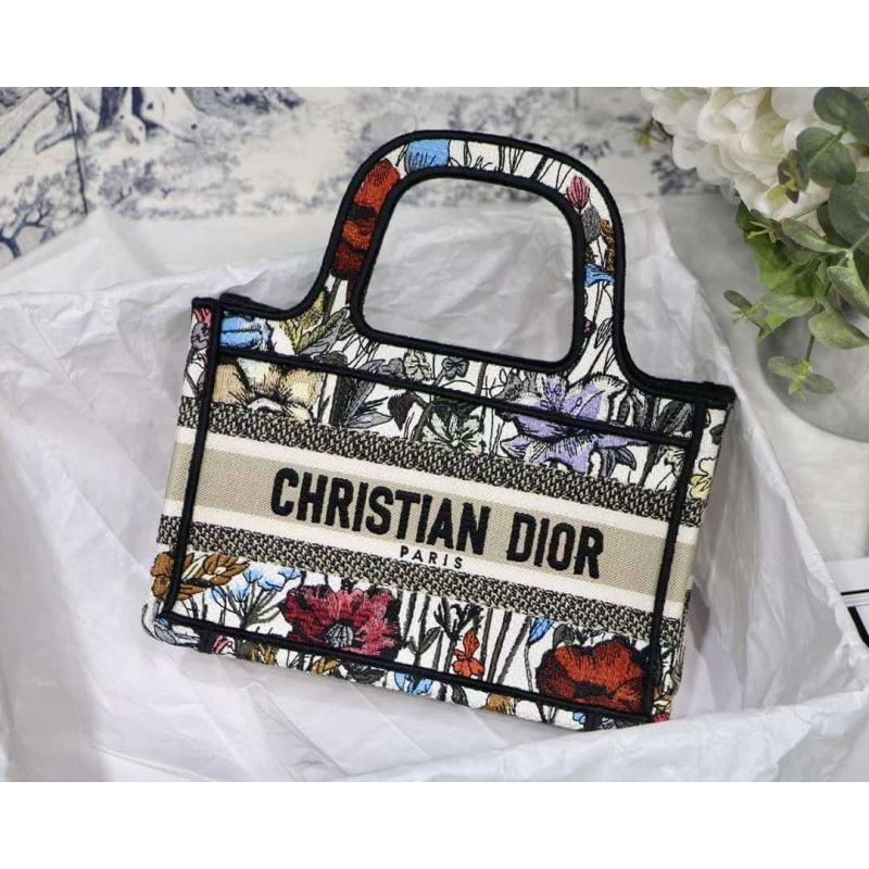 Can be ca Christian Dior Mini Book Tote Multicolor Mille Fleurs Embroidery - Image 3