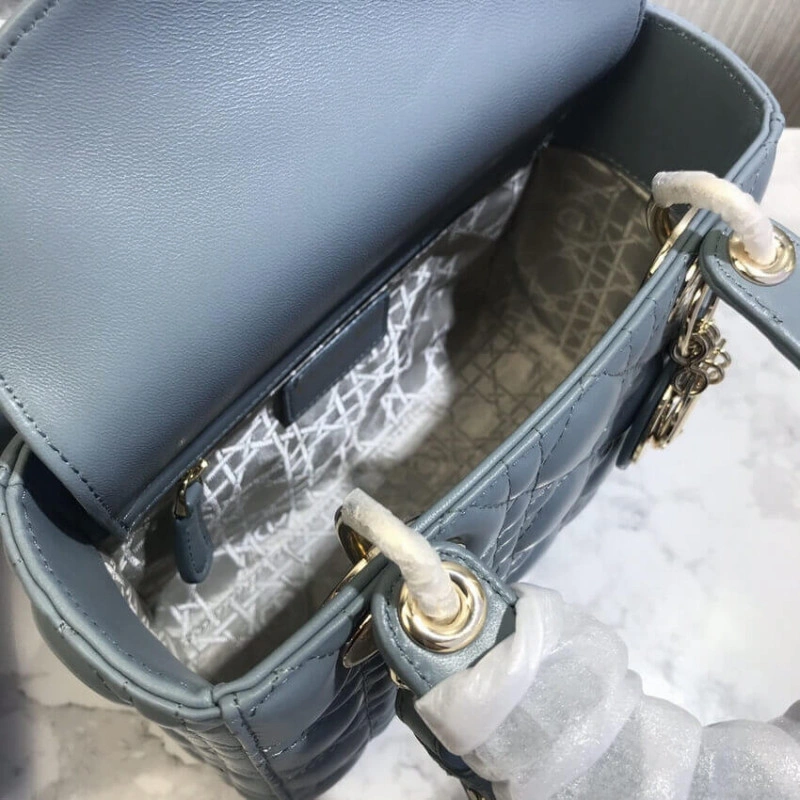 The Lady D Christian Dior My Lady Dior Bag Blue Cannage Lambskin - Image 10