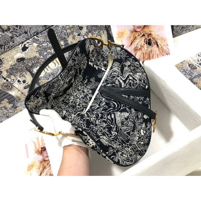 Maria Graz Christian Dior Saddle Bag Blue Toile de Jouy Reverse Jacquard - Image 8