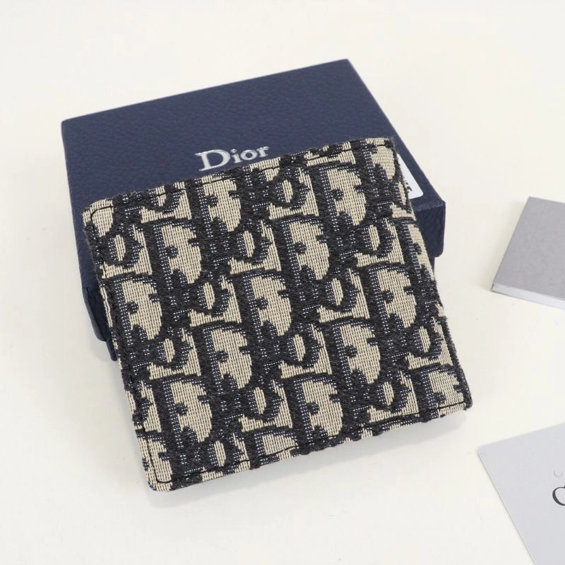 Comfortable 2898 Dior Bi-Fold Wallet Oblique Motif Canvas Blue - Image 3