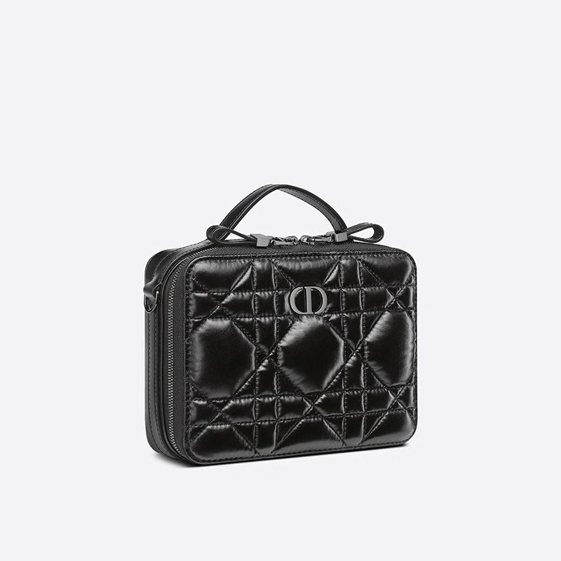 Comfortable 7317 Dior Caro Box Bag with Chain Cannage Calfskin Black - Image 3