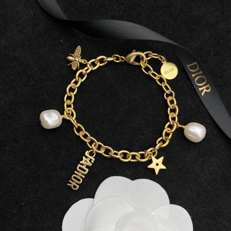 DailyWear 1169 Dior J'ADIOR Bracelet Metal, White Resin Pearls Gold - Image 3