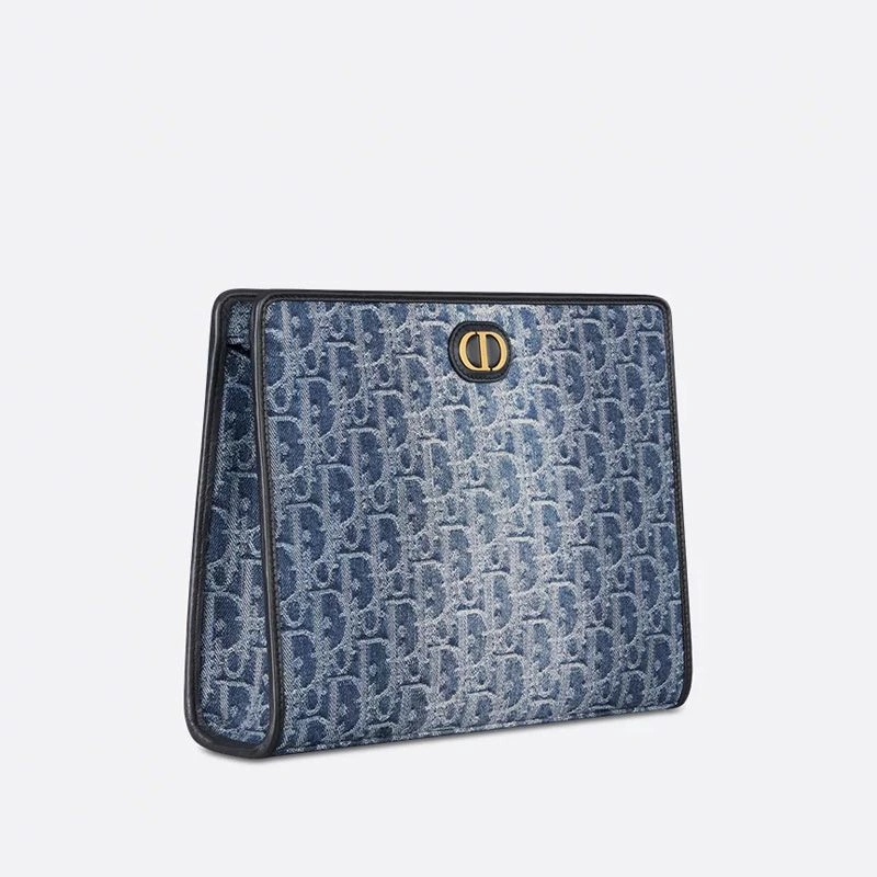Dior 30 Montaigne Dea Pouch In Oblique Motif Denim Blue Trendy 7098 - Image 3