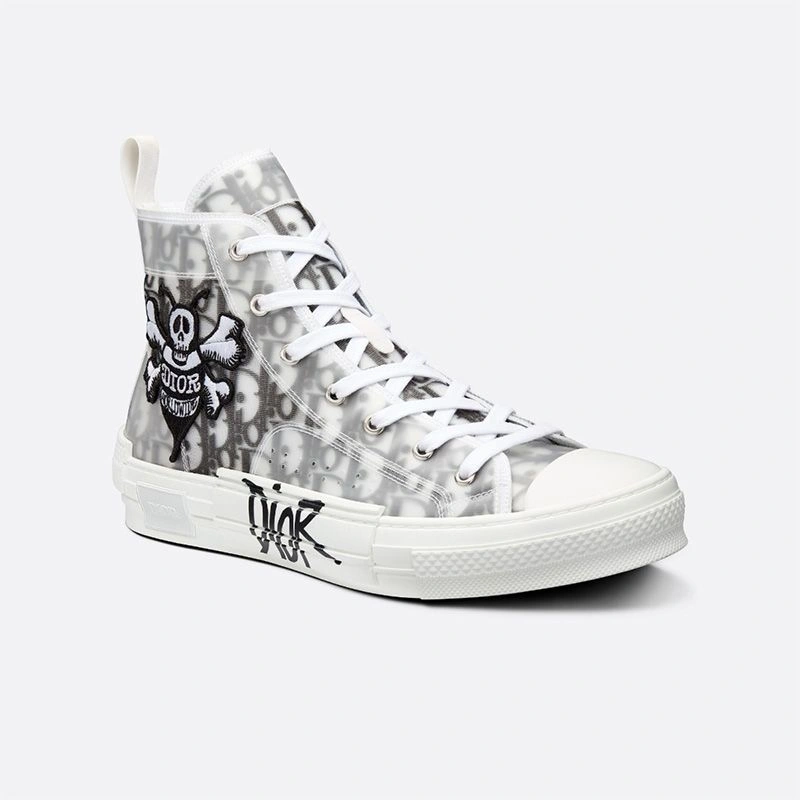 Dior B23 High-Top Sneakers Unisex Shawn Bee Oblique Motif Canvas White ModernLook 2146 - Image 3