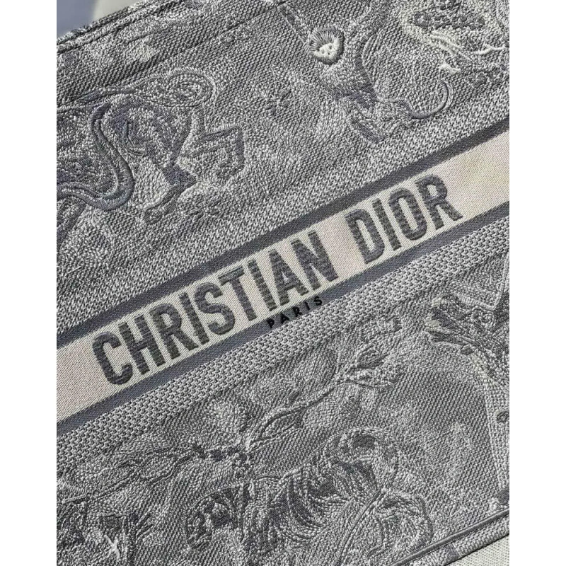 41.5 x 35 Dior Book Tote Gray Toile de Jouy Reverse Embroidery - Image 4