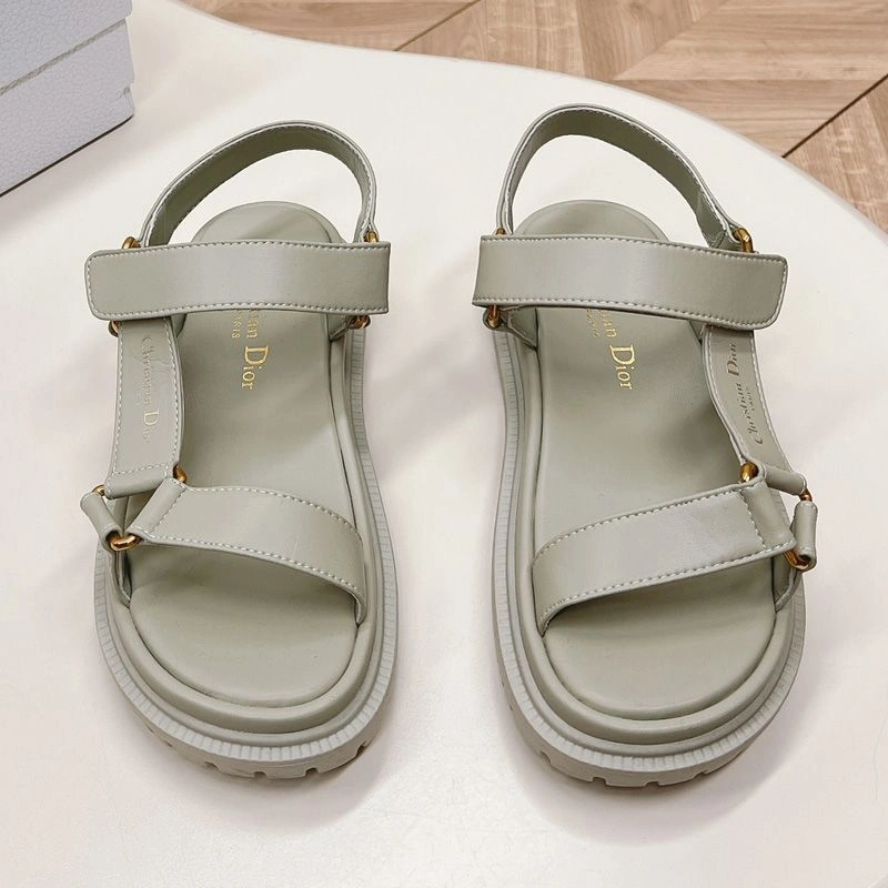 Dior D-Wave Sandals Women Calfskin Grey EasyMatch 9564 - Image 3