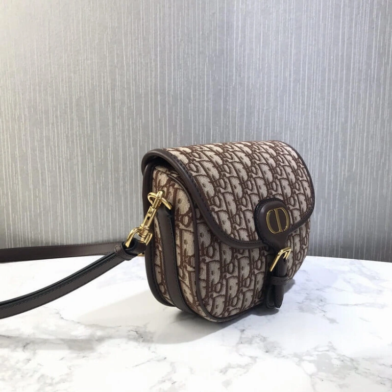 Back pock Dior Medium Bobby Bag Brown Oblique Jacquard - Image 6
