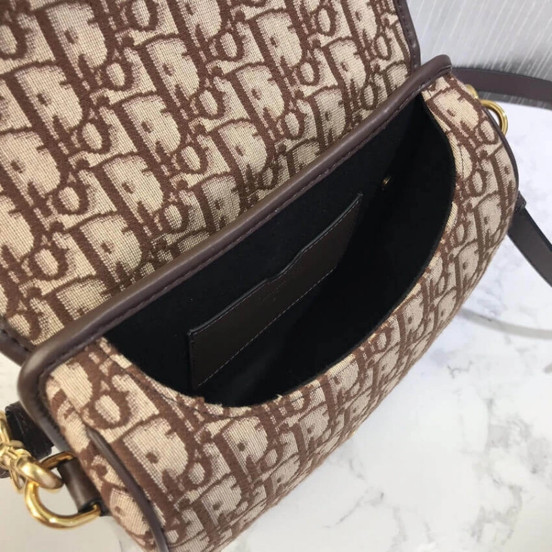 Back pock Dior Medium Bobby Bag Brown Oblique Jacquard - Image 11