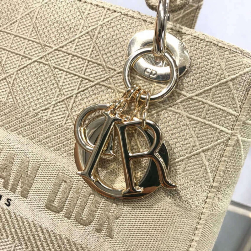 Interior Dior Medium Lady D-Lite Bag Beige Cannage Embroidered - Image 8