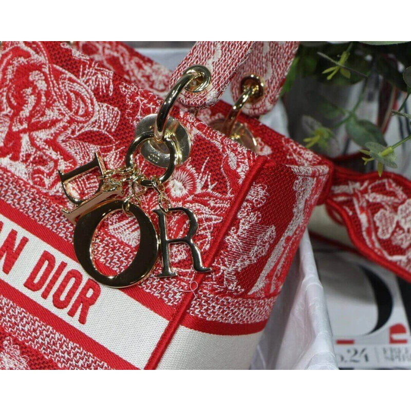 Dust bag Dior Medium Lady D-Lite Bag Raspberry Toile de Jouy Reverse Embroidery - Image 11