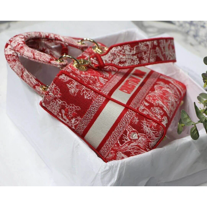 Dust bag Dior Medium Lady D-Lite Bag Raspberry Toile de Jouy Reverse Embroidery - Image 15
