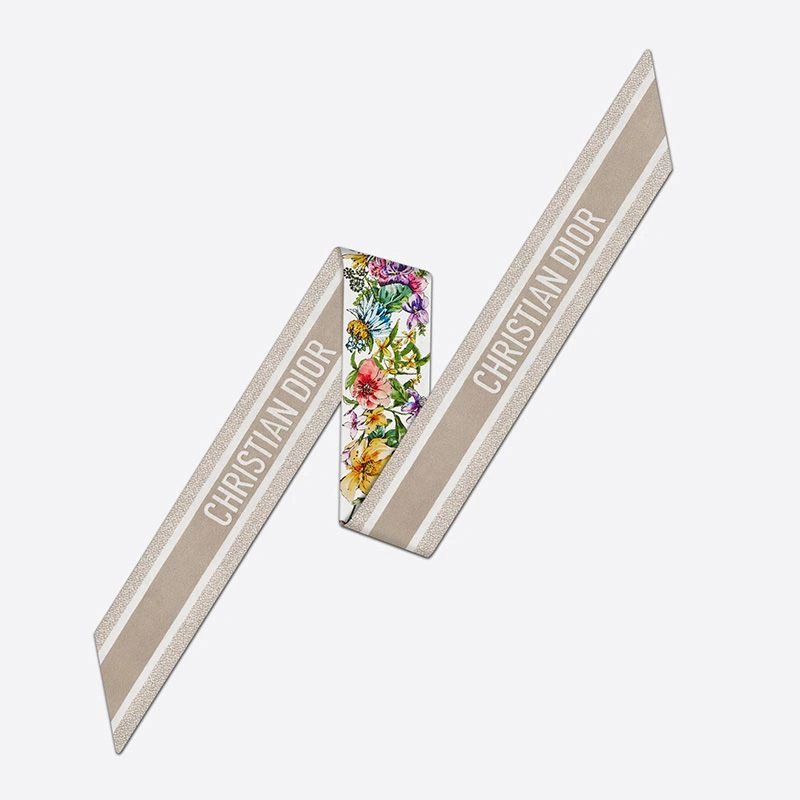 Dior Mitzah Twill D-Floral Motif Silk White BestValue 1082 - Image 3