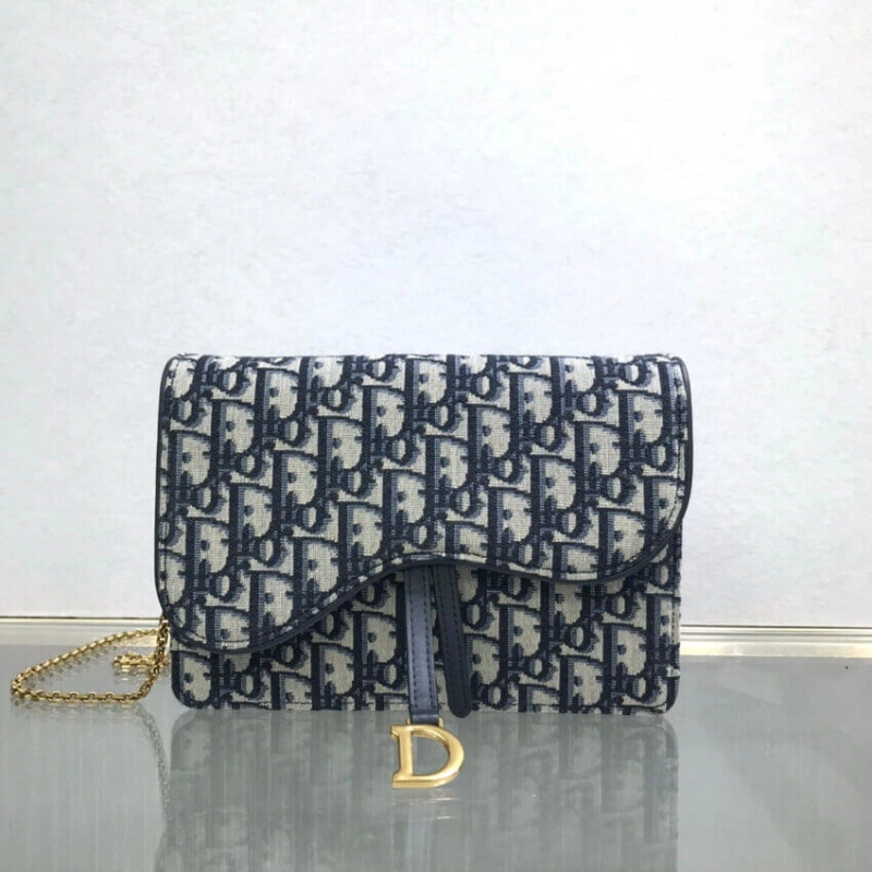 22 x 14.5 Dior Saddle Pouch Blue Oblique Jacquard - Image 5
