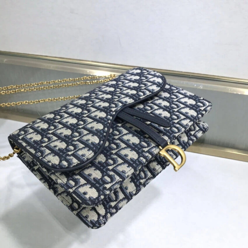 22 x 14.5 Dior Saddle Pouch Blue Oblique Jacquard - Image 11
