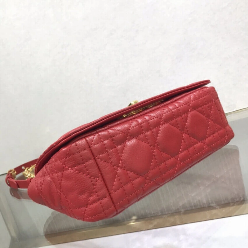 Flap clos Dior Small Caro Bag Red Supple Cannage Calfskin - Image 9