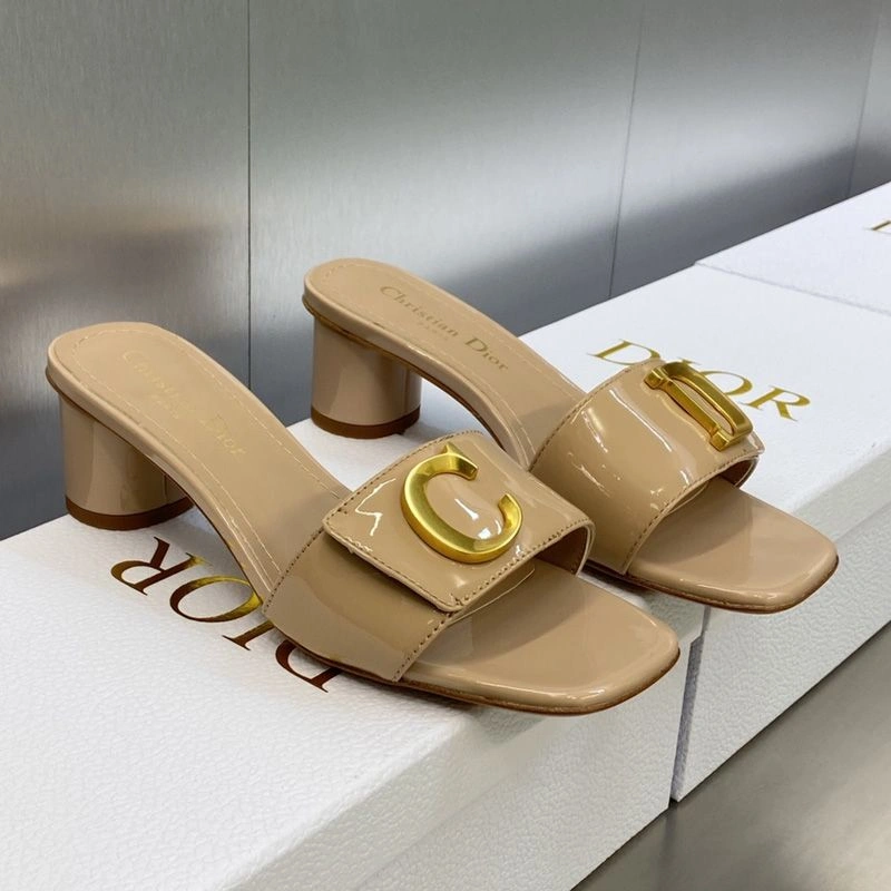 EasyMatch 1644 C'est Dior Slides Women Patent Leather Khaki - Image 3