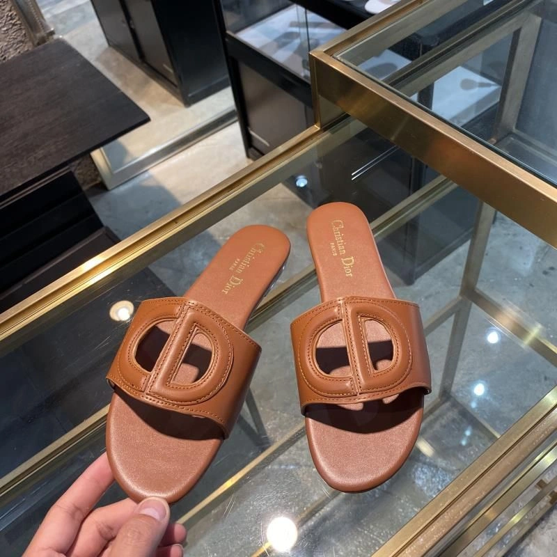 EasyMatch 573 Dior D-Club Slides Women Calfskin Brown - Image 3