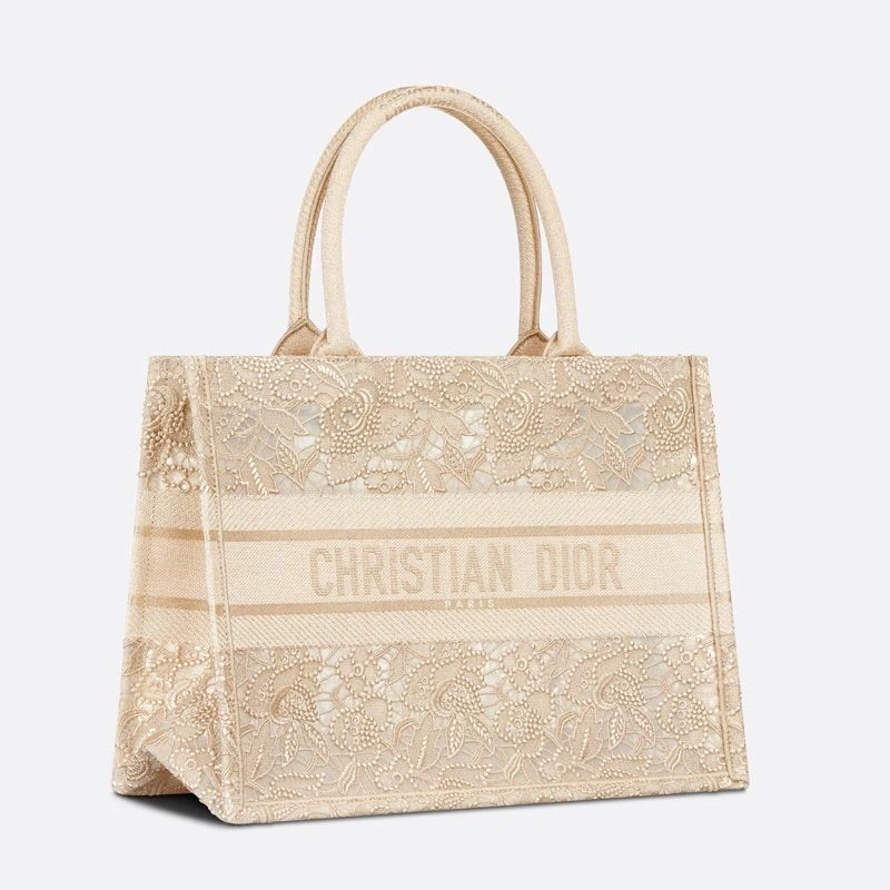 GoAnywhere 6527 Dior Book Tote D-Lace Motif Macrame Beige - Image 3