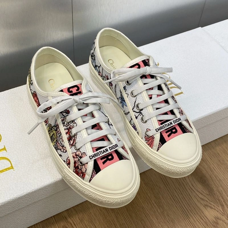 GoodFit 3802 Walk'n'Dior Sneakers Women Florilegio Motif Canvas White Pink - Image 3