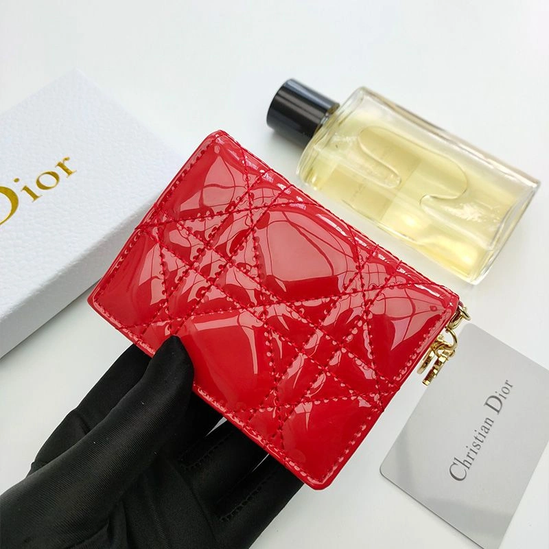 Lady Dior Flap Card Holder Patent Cannage Calfskin Red StreetReady 4413 - Image 3