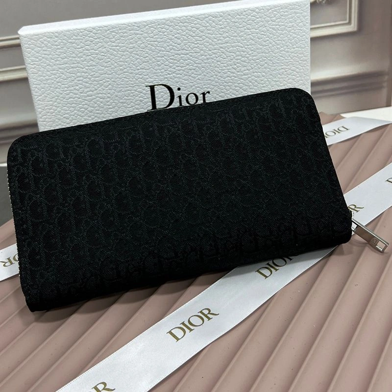 Large Dior Zip Wallet Oblique Motif Canvas Black SmartChoice 9284 - Image 3