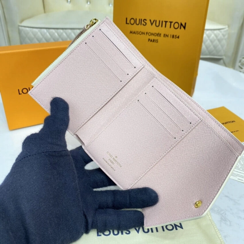 Goldcolor Louis Vuitton Damier Azur Victorine Wallet Pink - Image 8