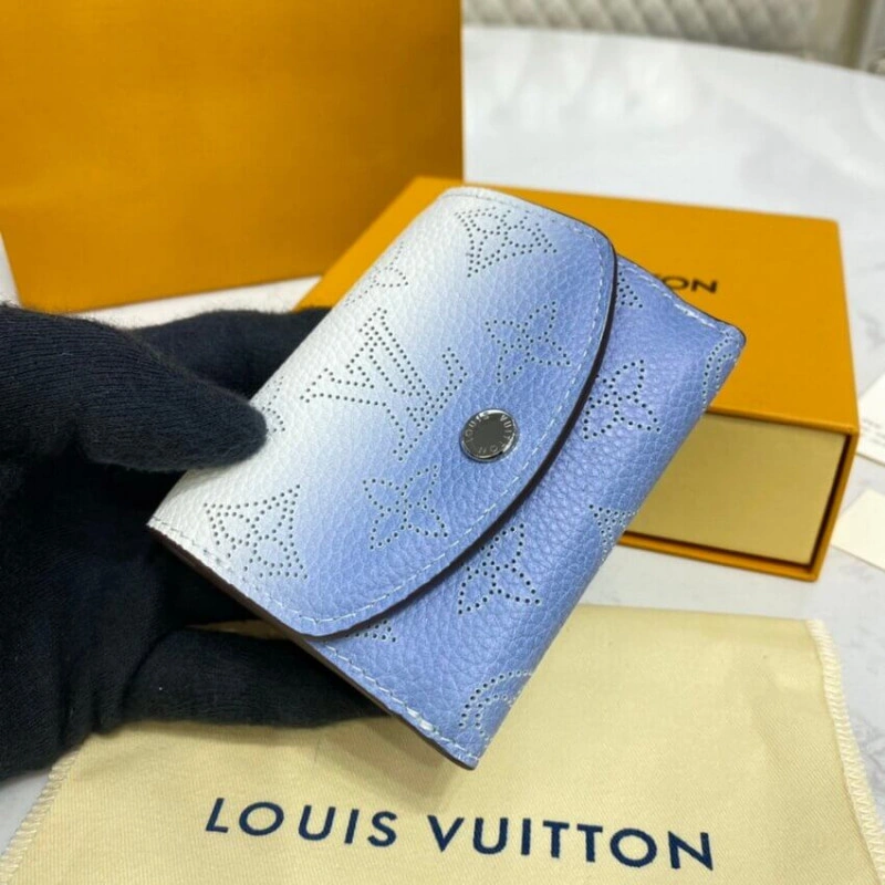 Zipped co Louis Vuitton Iris XS Wallet in Blue Gradient Mahina Perforated Leather - Image 3