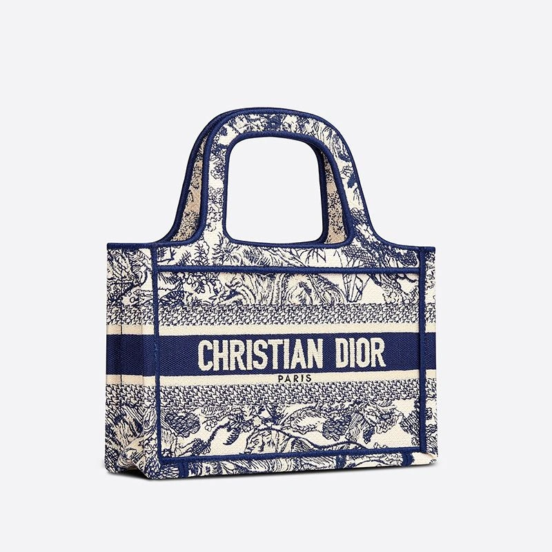 Mini Dior Book Tote In Toile De Jouy Motif Canvas Blue StreetReady 6879 - Image 3