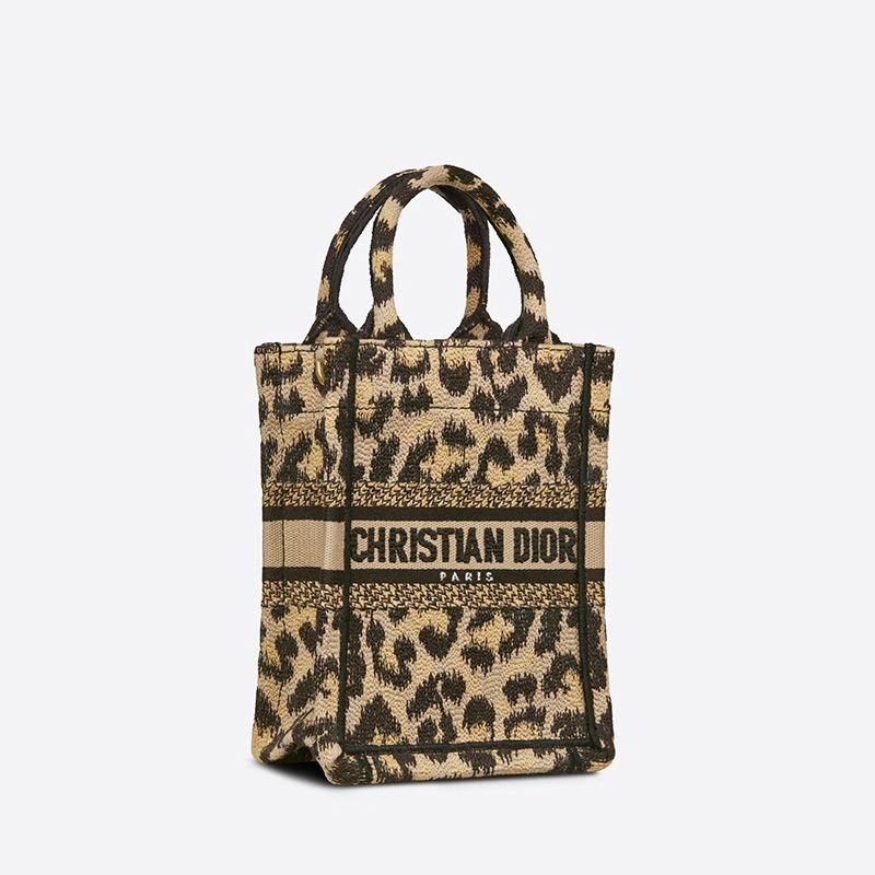 Mini Vertical Dior Book Tote with Strap In Mizza Motif Canvas Beige DailyWear 8165 - Image 3