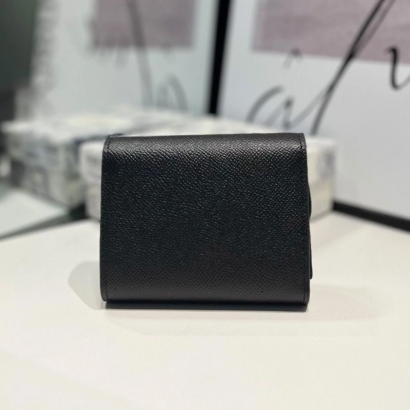 NewStyle 1624 Dior Saddle Trifold Wallet In Grained Calfskin Black - Image 3