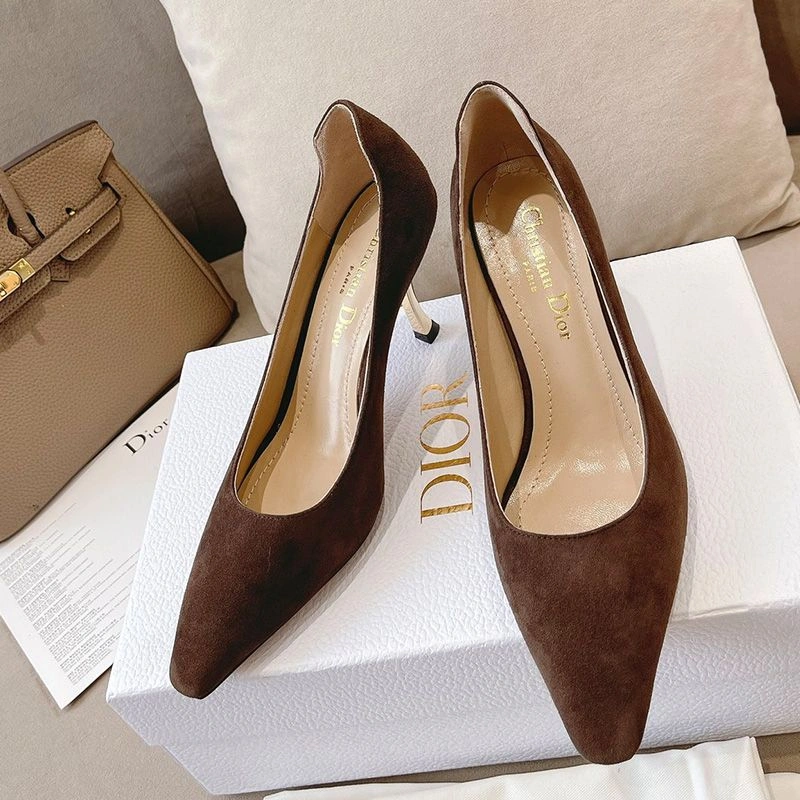 Popular 3150 Dior D-Fame Pumps Women Suede Brown - Image 3