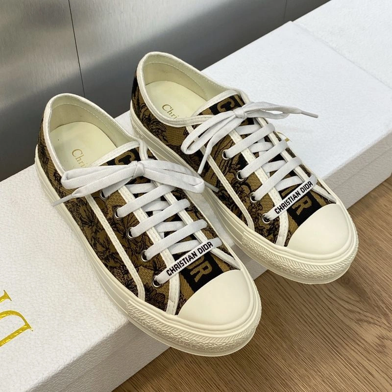 SportInspired 9119 Walk'n'Dior Sneakers Women Toile de Jouy Voyage Motif Canvas Beige - Image 3