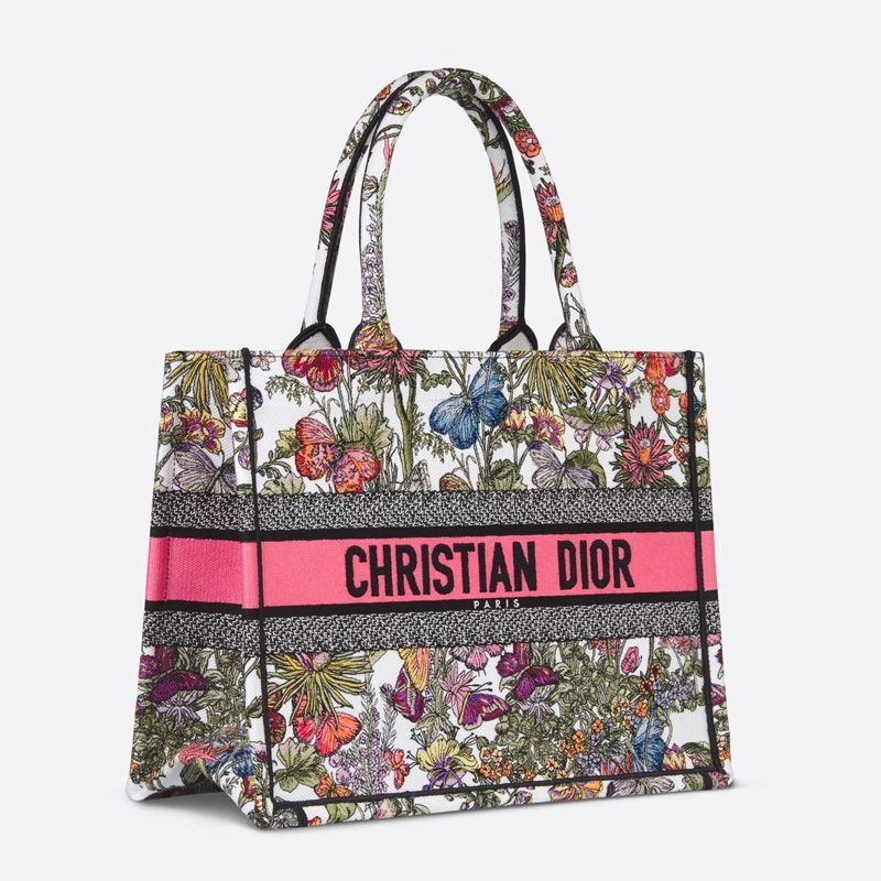 SportInspired 9223 Dior Book Tote Mexico Millefiori Motif Canvas White Pink - Image 3