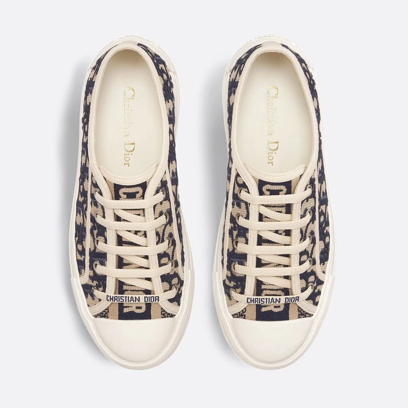 Walk'N'Dior Platform Sneakers Unisex Oblique Motif Canvas Blue DailyWear 8428 - Image 3