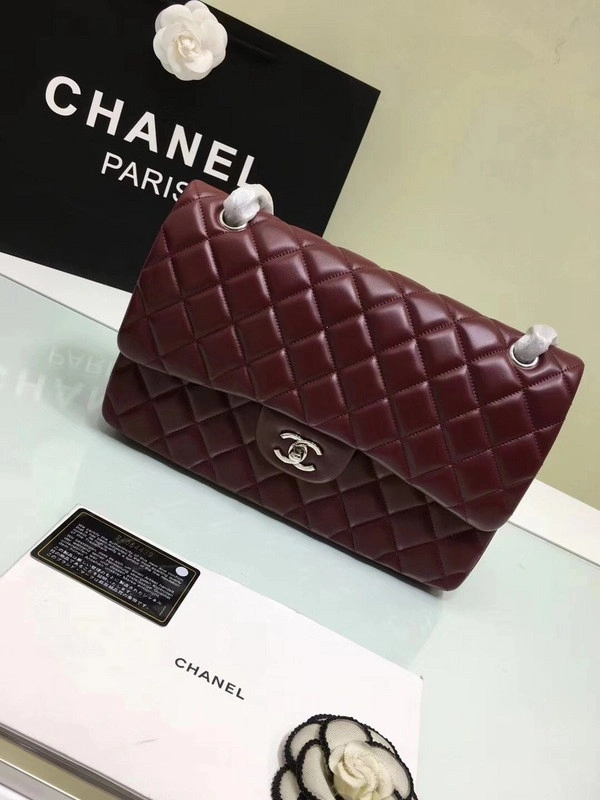 GoAnywhere CHANEL 1112 Wine Red Large Size 30cm Lambskin Leather Flap Bag With Gold Silver Hardware 839 - Image 3