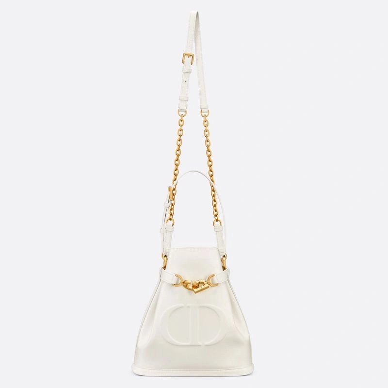 Medium C'est Dior Bag CD-Embossed Calfskin White - Image 5