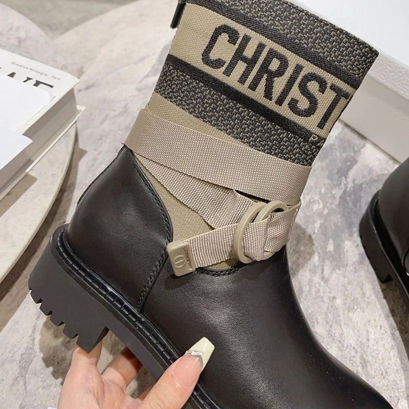 Christian Dior D-Major Ankle Boots Women Technical Fabric and Calfskin Beige - Image 4