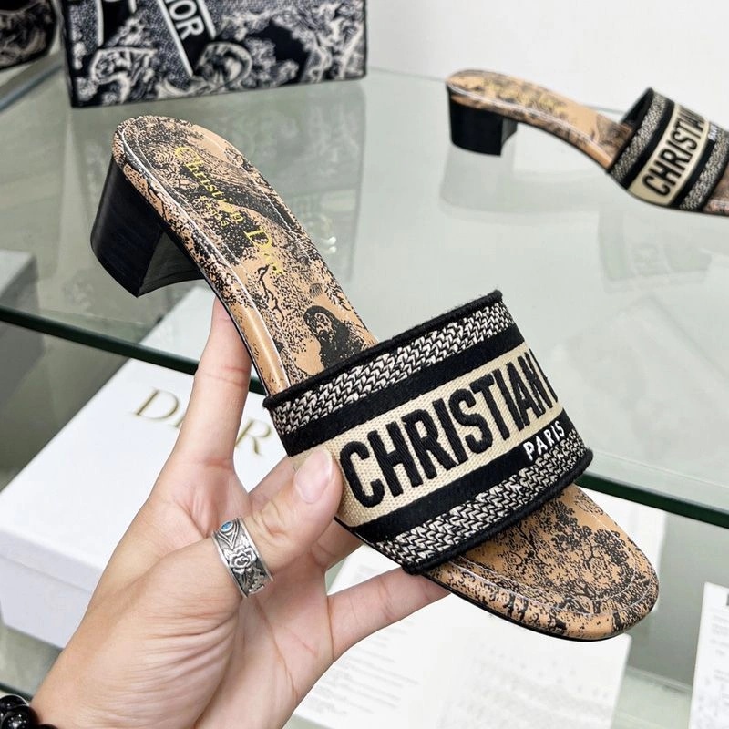 Christian Dior Dway Slides Women Toile De Jouy Motif Canvas Beige - Image 4