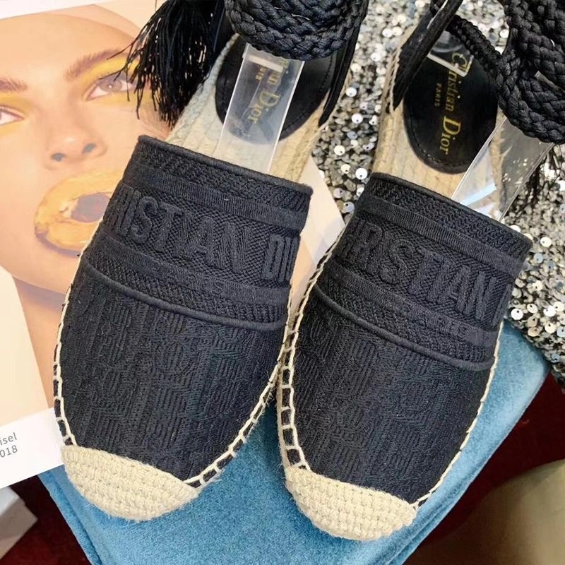 Christian Dior Granville Espadrilles with Laces Women Oblique Motif Cotton Black - Image 3