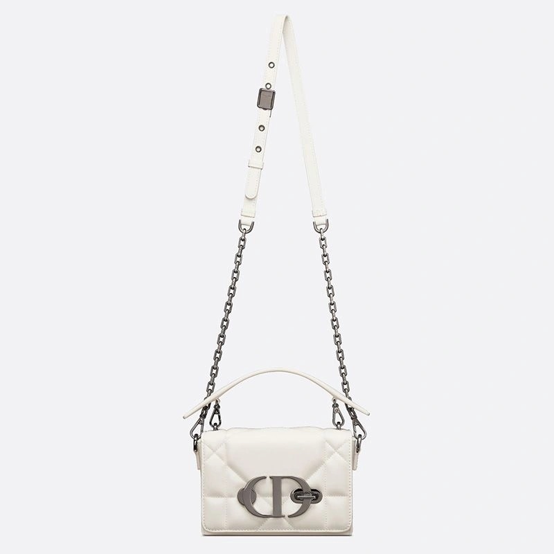 Dior 30 Montaigne Box Bag with Handle Maxicannage Lambskin White - Image 5