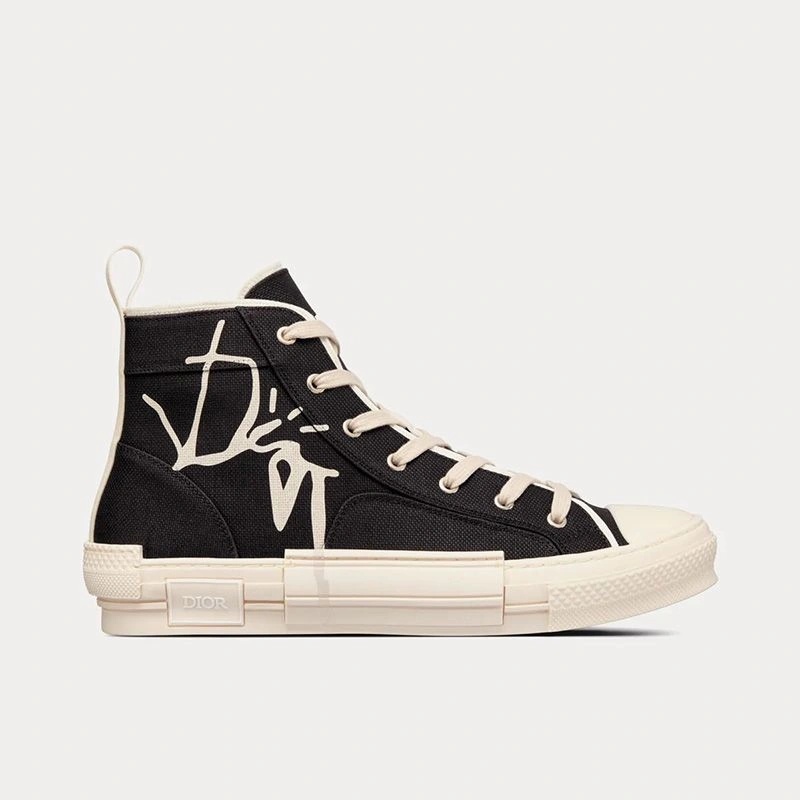 Dior B23 High-Top Sneakers Unisex Cactus Jack Dior Motif Canvas Black - Image 4