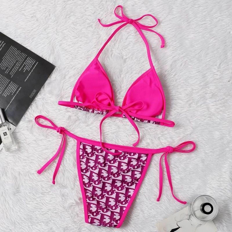 Dior Bikini Women Oblique Motif Lycra Rose - Image 4