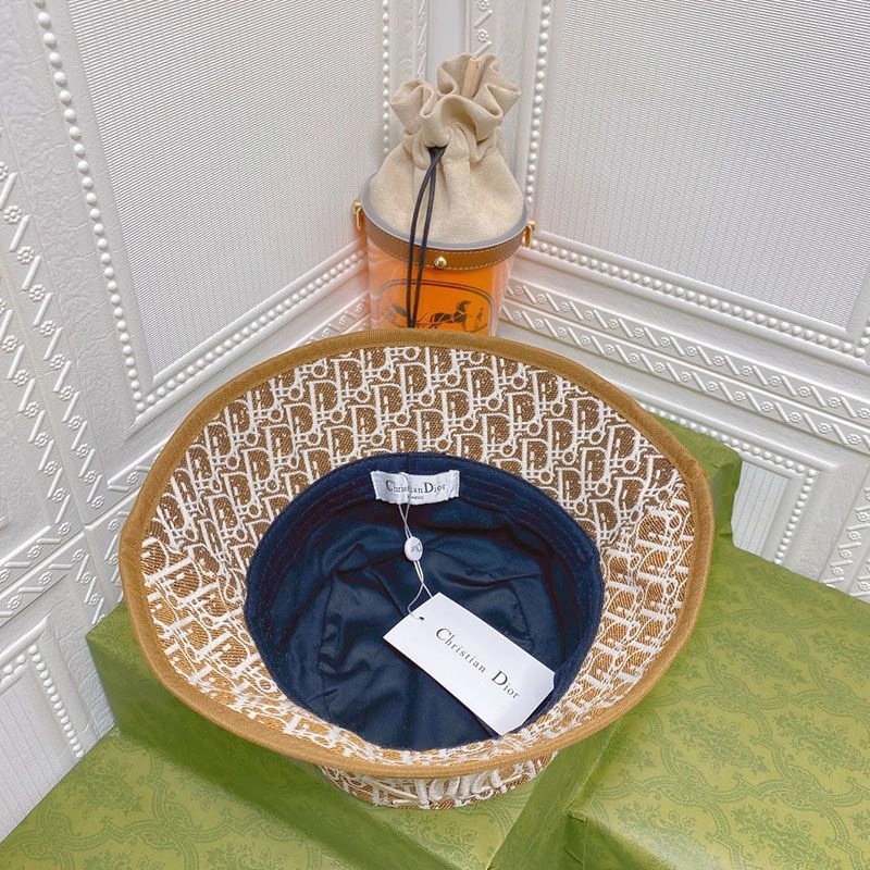 Dior Bucket Hat Shawn Logo D-Oblique Motif Cotton Brown - Image 3