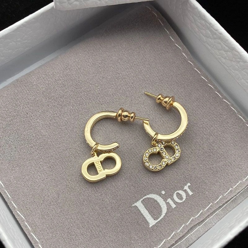 Dior Clair D Lune Earrings Metal And White Crystals Gold - Image 3