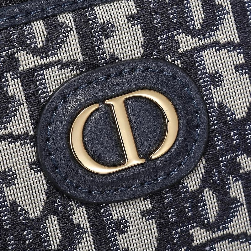 Dior Cosmetic Pouch Oblique Motif Canvas With CD Icon Signature Black - Image 4